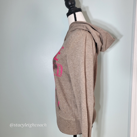 American Eagle Womens Sweatshirt Medium Light Brown Tan Hoodie - Picture 4 of 9